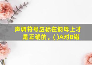 声调符号应标在韵母上才是正确的。( )A对B错